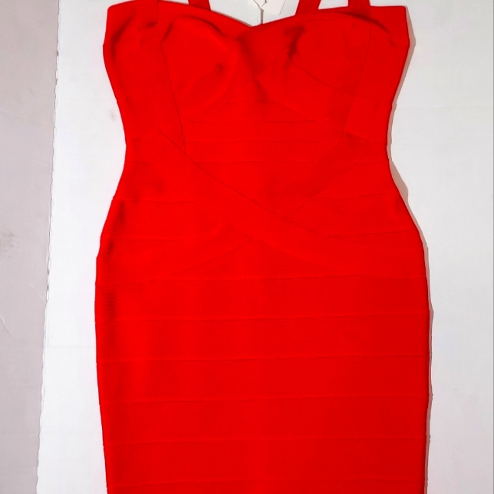 Bqueen Women’s Spaghetti Strap Dress, Bodycon, Red, Zipper/Hook & Eye Clasp, NEW